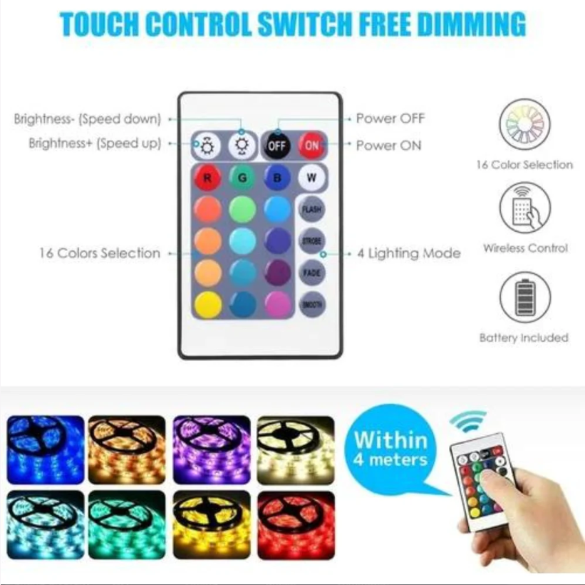 RGB LED Strip Lights (3M) – Color Changing Ambient Room Lighting