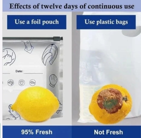 Reusable Aluminum Foil Food Storage Bags – Leakproof Zip Lock Freshkeeping Bags(Pack of 10)