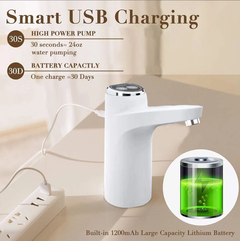 USB Rechargeable Water Dispenser Pump – One-Touch Drinking Water Solution