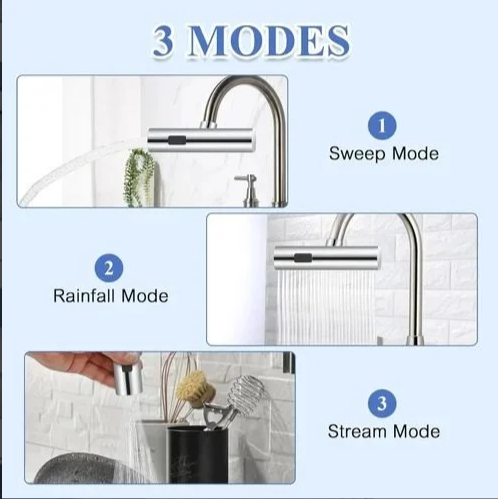 3-Mode Kitchen Faucet Sprayer – 360° Rotating Water Saving Tap Attachment