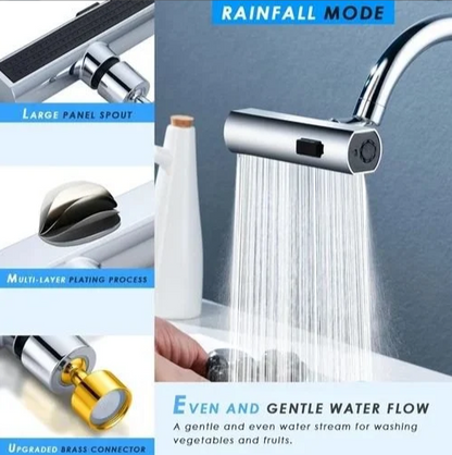 3-Mode Kitchen Faucet Sprayer – 360° Rotating Water Saving Tap Attachment