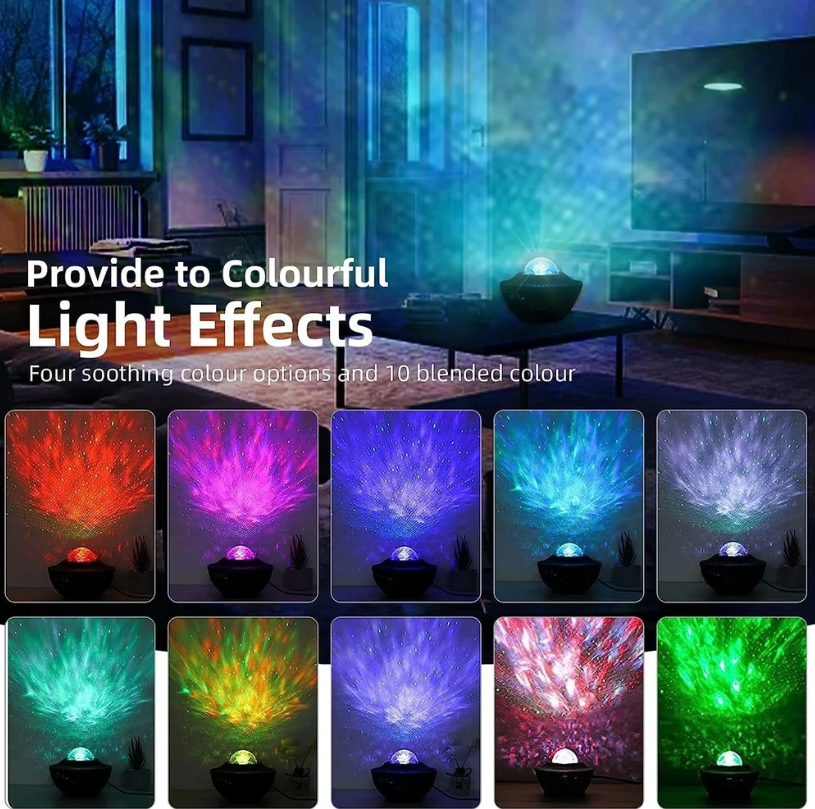 Galaxy Night Light Projector – Starry Sky & Ocean Wave Ambient Lamp