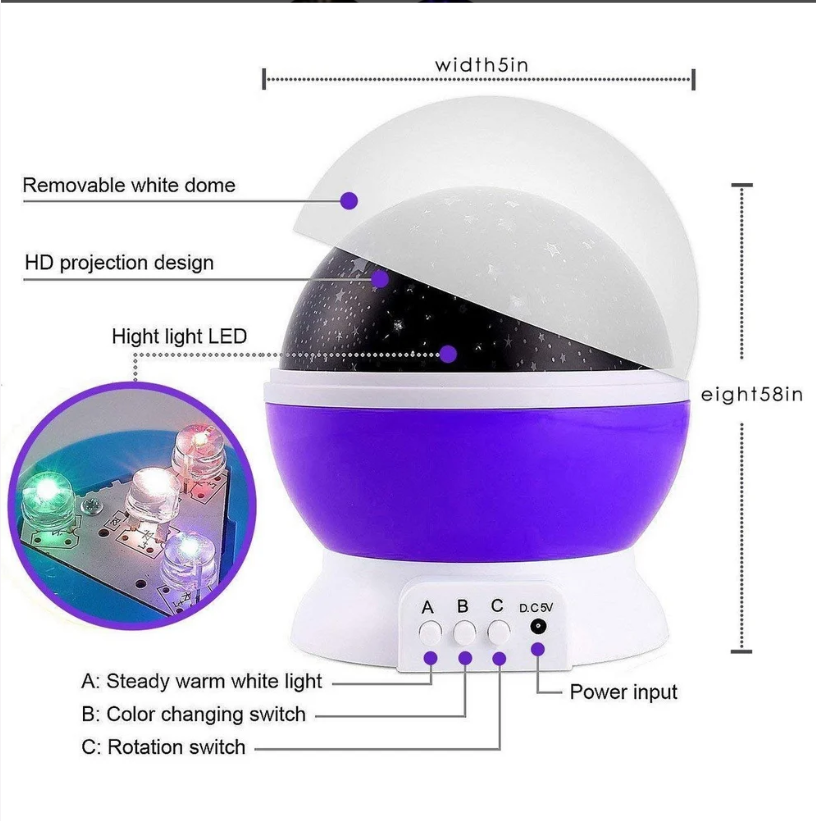 Round Star Master Lamp – Dreamy Starry Sky Night Light Projector