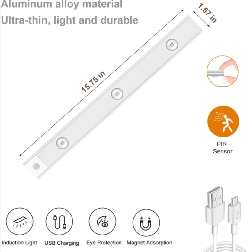 Rechargeable LED Under Cabinet Light – Motion Sensor Wireless Night Light
