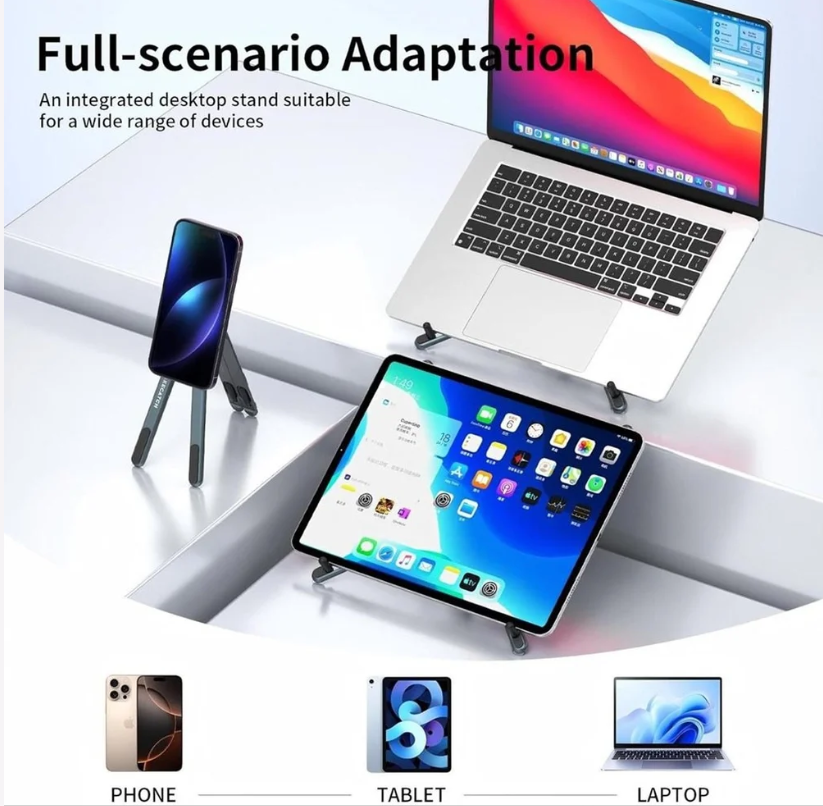 Portable Aluminium Laptop Stand – Adjustable Stand for Laptop, Tablet & Phone