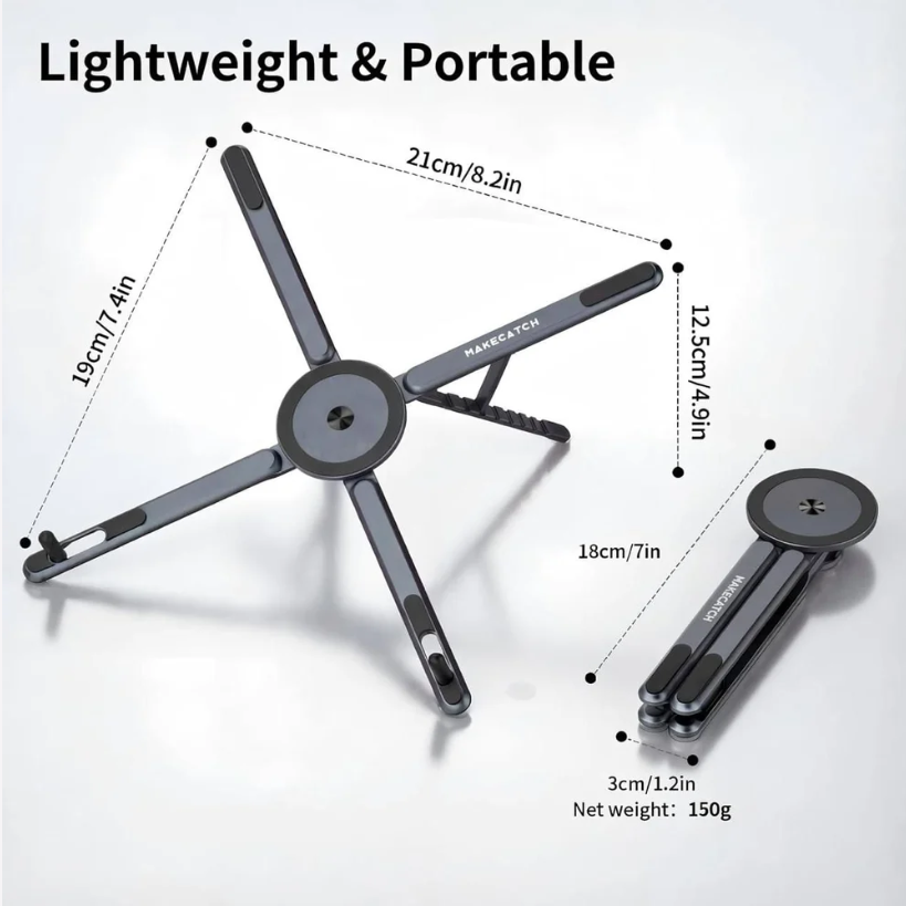Portable Aluminium Laptop Stand – Adjustable Stand for Laptop, Tablet & Phone