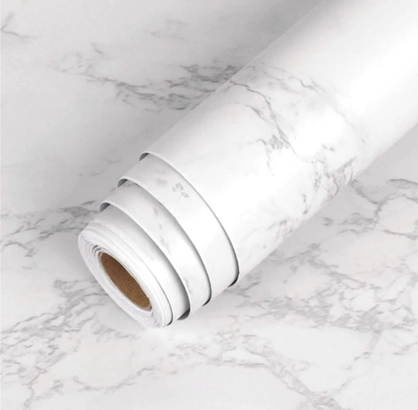 Self-Adhesive White Marble Wallpaper – Peel & Stick Waterproof Wall Covering