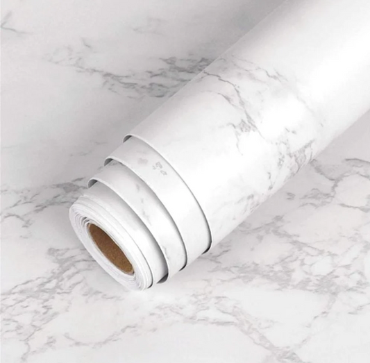 Self-Adhesive White Marble Wallpaper – Peel & Stick Waterproof Wall Covering