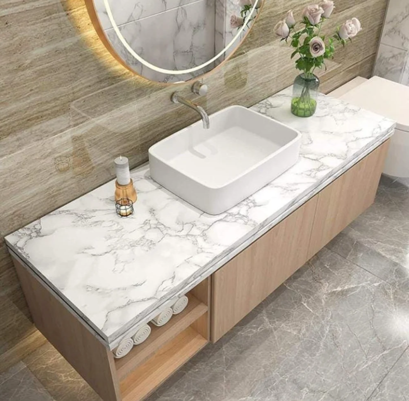 Self-Adhesive White Marble Wallpaper – Peel & Stick Waterproof Wall Covering