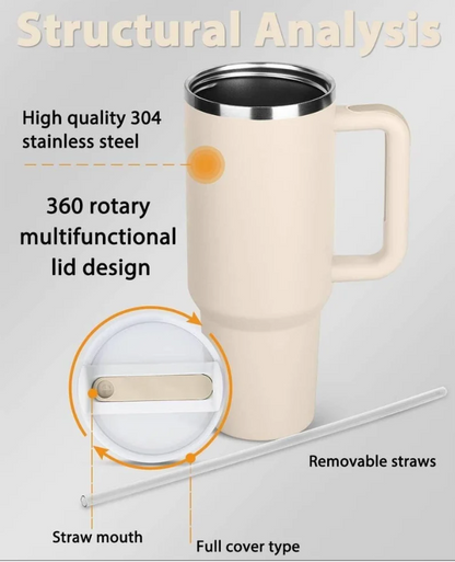 1200ML Insulated Tumbler with Straw – Large Capacity Travel Mug
