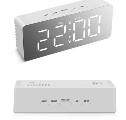 Digital LED Mirror Alarm Clock with Temperature Display & Snooze Function