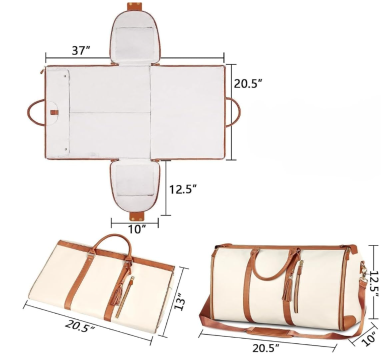 2-in-1 Convertible Leather Garment Travel Bag with Shoe Compartment | Premium Foldable Carry-On Duffle Bag for Men & Women