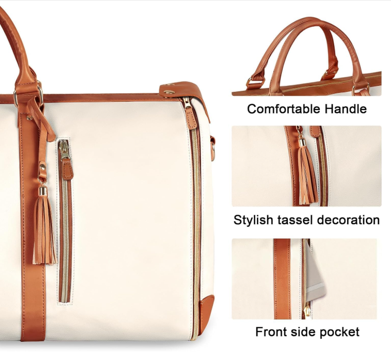 2-in-1 Convertible Leather Garment Travel Bag with Shoe Compartment | Premium Foldable Carry-On Duffle Bag for Men & Women