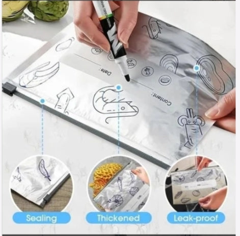 Reusable Aluminum Foil Food Storage Bags – Leakproof Zip Lock Freshkeeping Bags(Pack of 10)